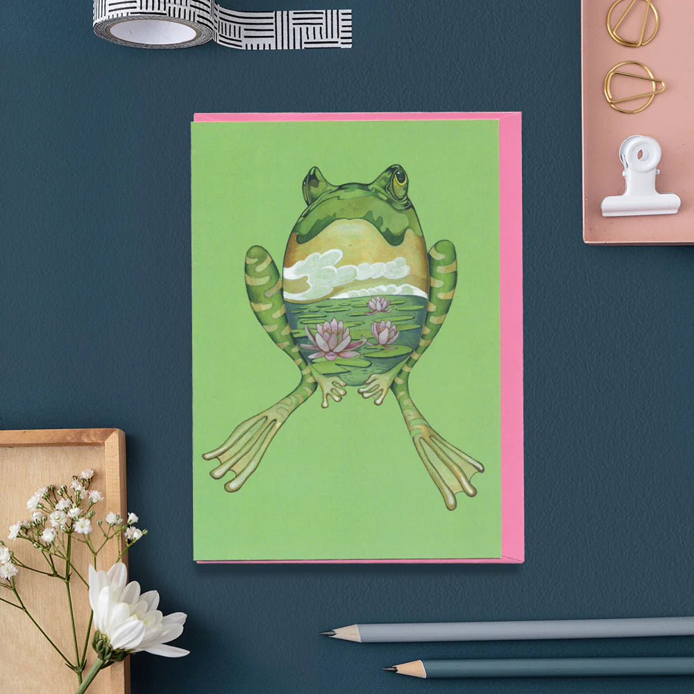 Green Frog Greetings Card