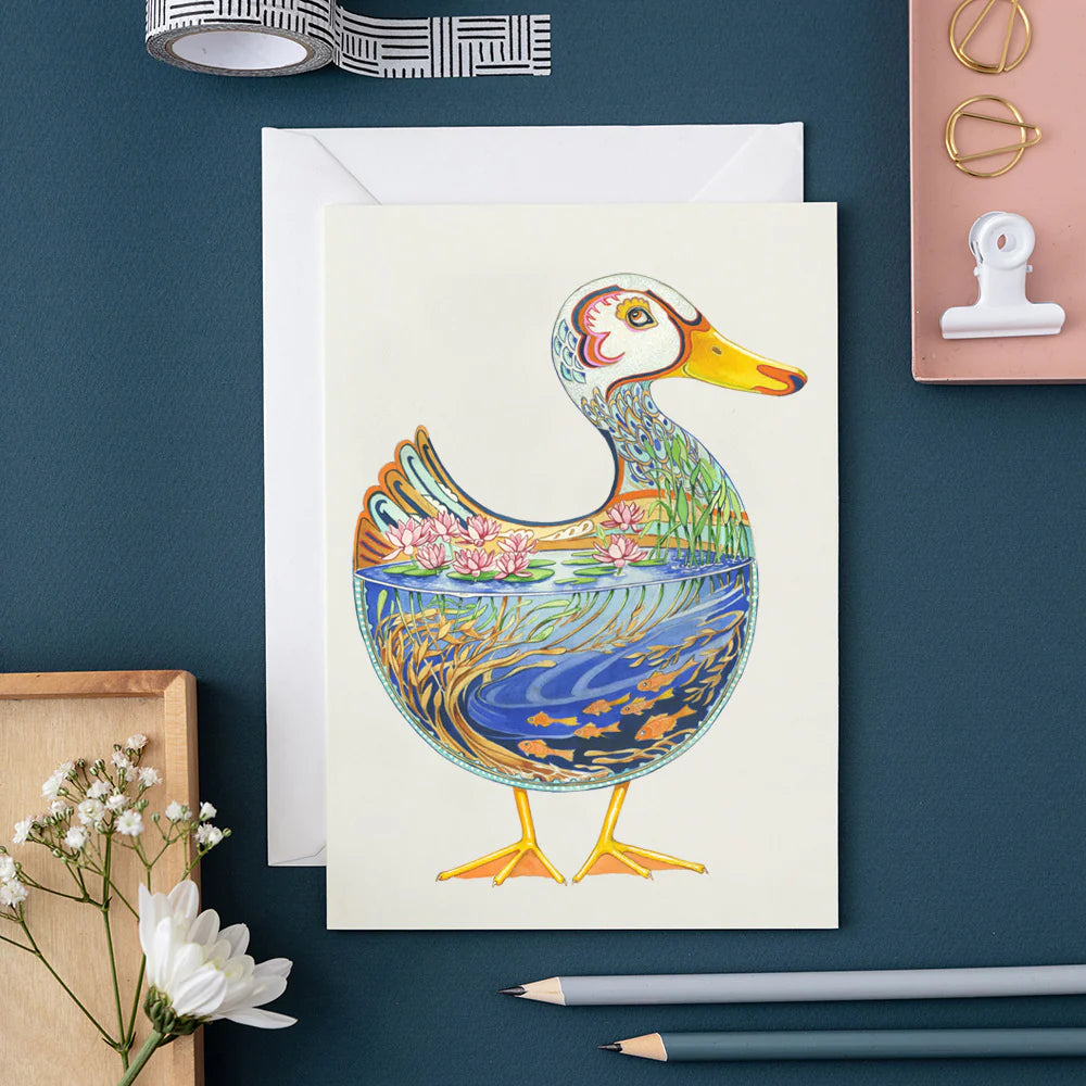 Duck in a Pond Greetings Card