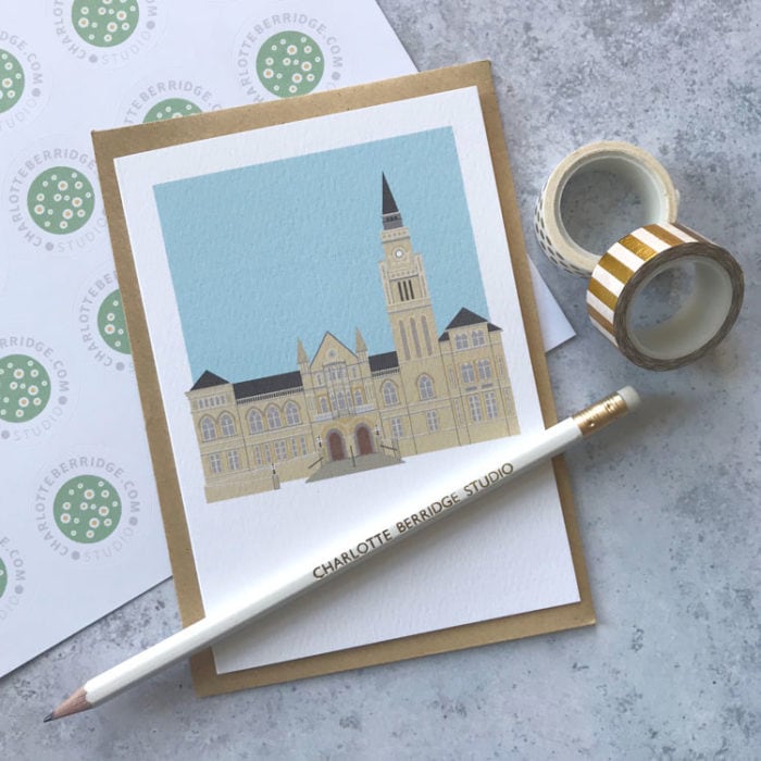 Ealing Town Hall Illustrated Greetings Card