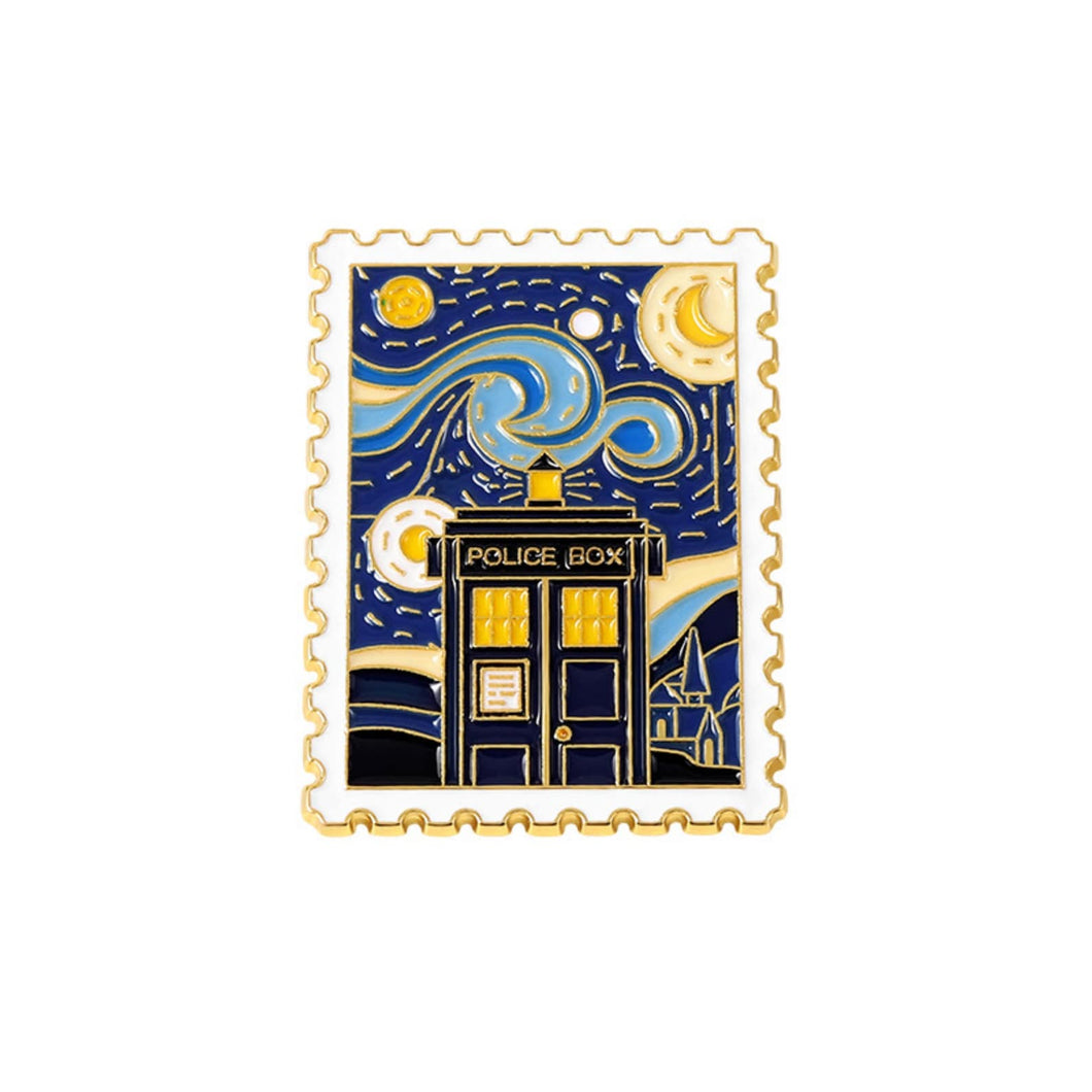 Starry Night Tardis Enamel Pin Badge