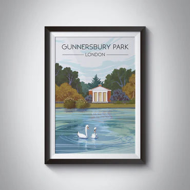 Gunnersbury Park Temple and Round Pond Travel Print