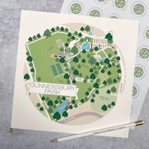 Gunnersbury Park Illustrated Map Print