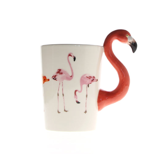 Flamingo Shaped Handle Ceramic Mug