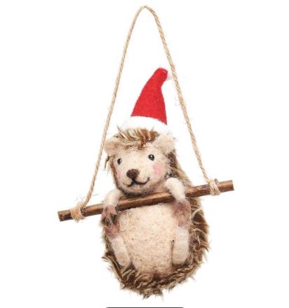 Hedgehog on Swing Felt Decoration